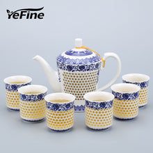 Load image into Gallery viewer, YeFine Chinese Kung Fu Tea Set Porcelain Hollow Out Creative Design Ceramic Teapot With 6 Tea Cups Travel Drinkware Luxury Gift